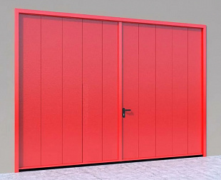 Ворота распашные противопожарные DoorHan красного цвета 2100x2600